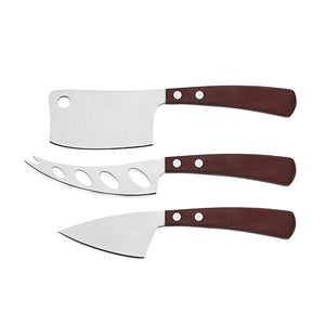 Latte Vivo 3-Piece Knife Cheese Set with Dark Wood Handle CK-10A