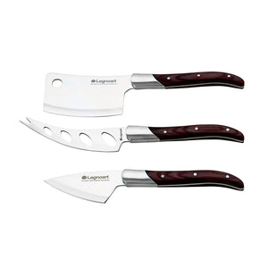 Reggio 3-piece Knife Cheese Set with Chocolate Wood Handle CK-20A