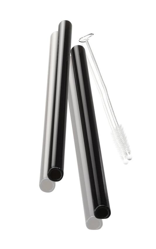 Glass Straw Black 4 pk 18cm 12703