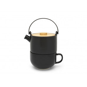 Tea for one Umea, black, with bamboo lid