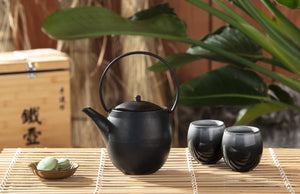 Giftset Sendai, cast iron, black, with 2 porcelain mugs