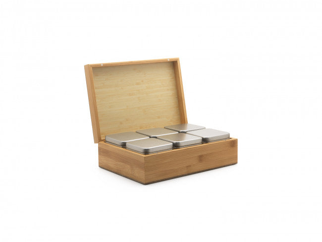 Tea box Bamboo with 6 canisters