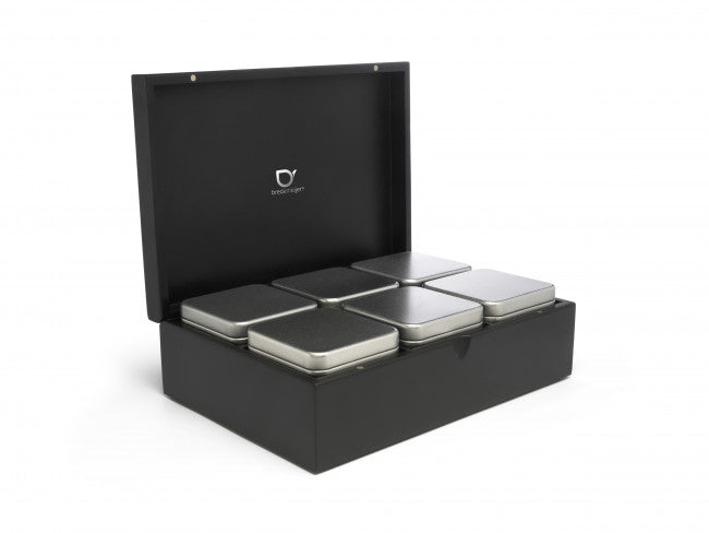 Tea box with 6 canisters, black