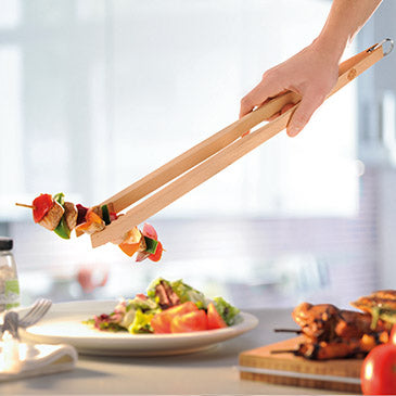 Wood BBQ Tongs