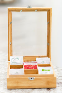 9 Compartment Tea Box with Window Bamboo